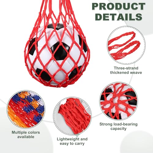 uxcell Basketball Net Bags, Nylon Soccer Ball Holder Portable Multifunctional Single Ball Mesh Net Bag for Storage Basketball Soccer Rugby Balls - color: Red