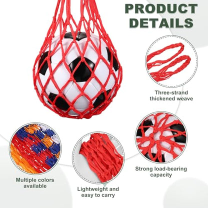 uxcell Basketball Net Bags, Nylon Soccer Ball Holder Portable Multifunctional Single Ball Mesh Net Bag for Storage Basketball Soccer Rugby Balls - color: Red