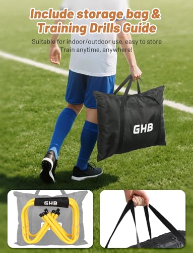 GHB Agility Hurdles 5/6 Pack Foldable Speed Agility Training Hurdles Adjustable Sturdy Hurdles Training Equipment Set with Carry Bag for Amateur, Athletes, Soccer, Basketball - style: 5 Pack Adjustable 8.3"&12.6"