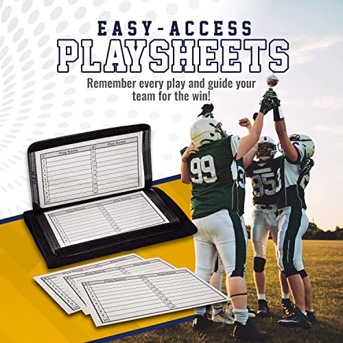 GSM Brands Quarterback (QB) Play Wristband - Adult Size - Pro Football Armband Playbook - 5 Pack (Black)