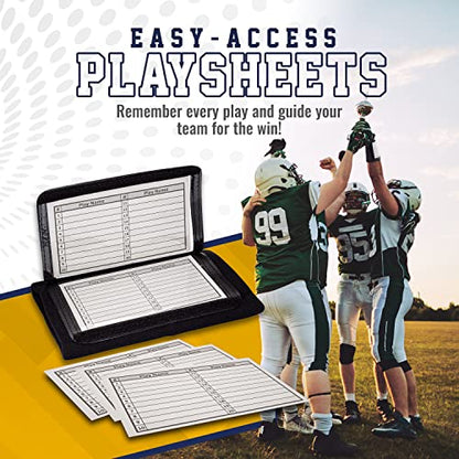 GSM Brands Quarterback (QB) Play Wristband - Adult Size - Pro Football Armband Playbook - 5 Pack (Black)