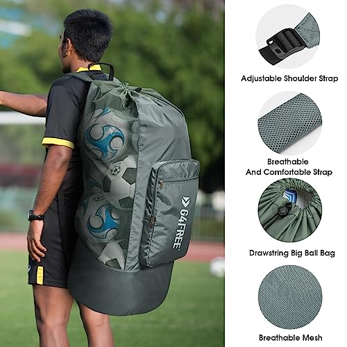 G4Free Extra Large Mesh Ball Carry Bag for Soccer, Basketball, Football, Volleyball, Swim - color: Grey