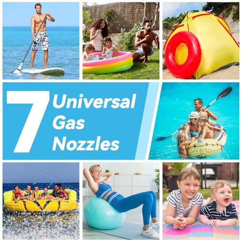 Paddle Board Pump Adapter Set Universal Sup Pump Adaptor Hose with 7 Air Valve Nozzles Boat Air Compressor Valve Converter Swivel Threaded Connector Kits for Inflatable Paddleboard Boat Tent Kayak