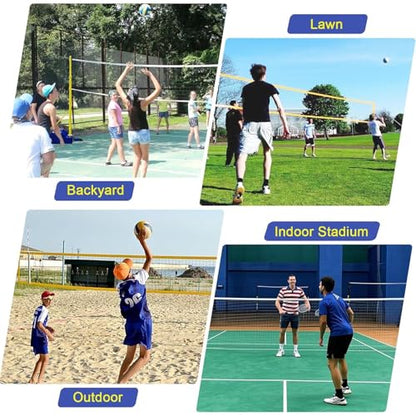volleyball Badminton Net Frame Poles,Volleyball/Badminton Pole&Nets Package For Backyard, Volleyball Poles With Stable Base,Heavy Duty Badminton Volleyball Pole-Adjustable Height 5-6.9ft/1.55-2.1m
