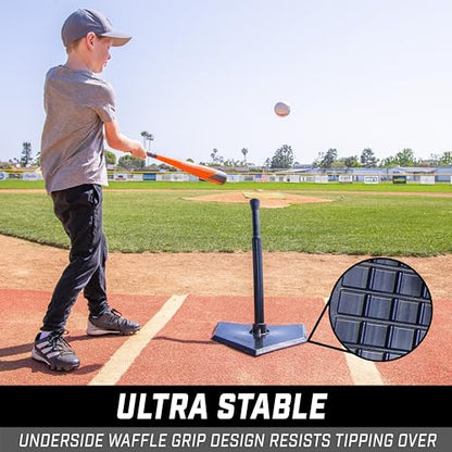 GoSports Baseball & Softball Batting Tees - Choose Jr. or Standard - Adjustable Rubber Hitting Tee - color: Jr. Black