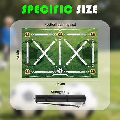 Soccer Footwork Training Mat with Storage Bag | Agility & Footwork Drill Mat for Indoor & Outdoor Use, 35''x24''