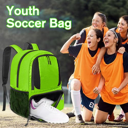 YOREPEK Soccer Backpack,Soccer Bag with Ball Holder, Water resistant Sport Equipment Bags Fit Basketball Volleyball Football - color: Green