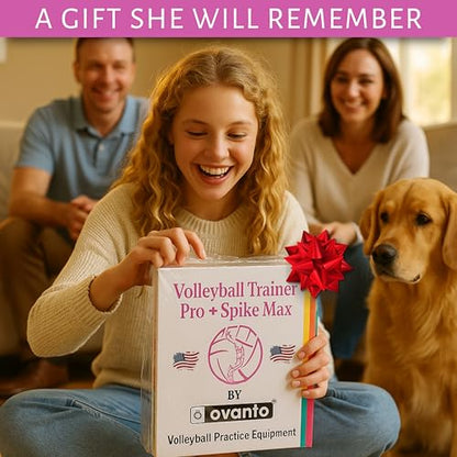 OVANTO Volleyball Training Equipment Aid – Solo Volleyball Equipment in 4 Styles to Serve, Spike, Set and Pass Like a Pro - Adjustable Volleyball Practice Equipment Gift for Beginners & Experts