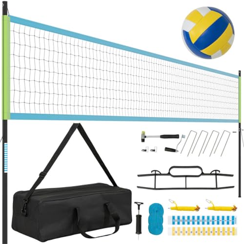 CZBZ Heavy-Duty Volleyball Net Set with 3-Level Adjustable Poles, Anti-Sag Winch, Portable for Backyard Beach Park Games