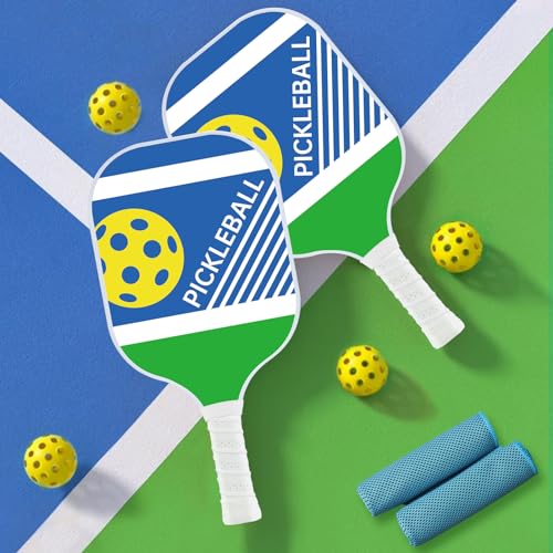Pickleball Paddles, USAPA Approved Lightweight Rackets， Fiberglass Surface Pickleball Set of 2，Suitable for Men Women - color: White