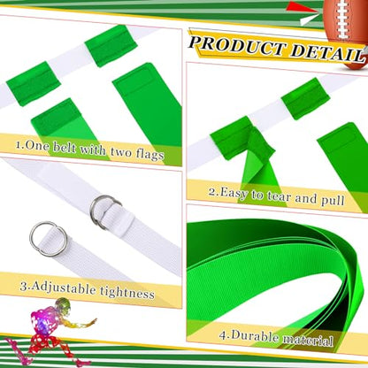 Sintege 14/28 Player Flag Football Belt Set, Adjustable Football Flag and Belts Gifts for Youth Adults Sports Training Event - color: Yellow, Green