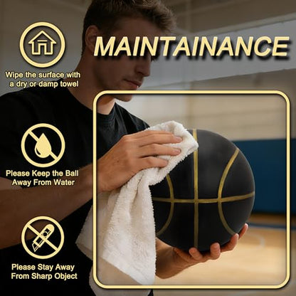 Silent Basketball Size 7 (29.5"), Soft Foam Noiseless Basketball for Indoor Quiet Dribbling Training, Non-Vacuum Grooved Airless Bouncy Basketball for Release Energy at Home