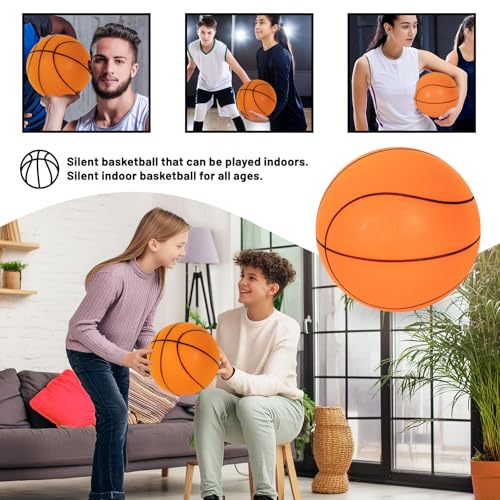Silent Basketball for Indoor Use - Quiet Training Foam Ball, Size 7 (24cm), Noiseless Bouncing, Soft Grip - Ideal for Indoor Drills and Activities