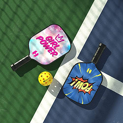 Helium Pickleball Paddle for Kids – Child Size Paddle for Children 12 and Under, Lightweight Honeycomb Core, Graphite Strike Face, Pickleball Paddle & Drawstring Bag - POW! - style: 1 Paddle Set