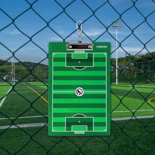 Dry Erase Coaches Clipboard, Waterproof Soccer Whiteboard for Coaches Double-Sided Soccer Clipboard for Coaches Writable and Erasable Coaching Board Dry Erase Coaching Board Dry Erase Clipboard Gift - style: Soccer