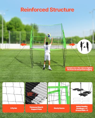 VEVORAdjustable Height Badminton Net Set for Backyard Beach Lawn, Outdoor Portable Volleyball Net with Carrying Bag, 4 Square Quick Assemble Game Set for Kids and Adults