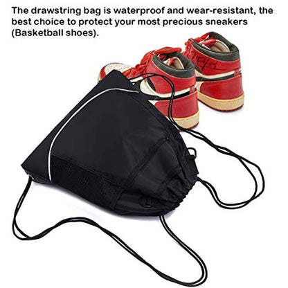 STAY GENT Drawstring Basketball Backpack for Boys, Foldable Soccer Backpack Gym Bag Sackpack Sports Sack with Detachable Ball Mesh Bag for Volleyball Baseball Yoga - color: Black