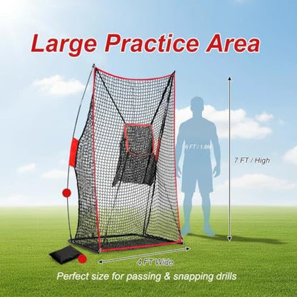 Football Kicking Throwing Net - Heavy Duty Portable Kicking Goal Cage with Target - 4x7FT Professional Trainer for Coaches Youth Indoor & Outdoor Games