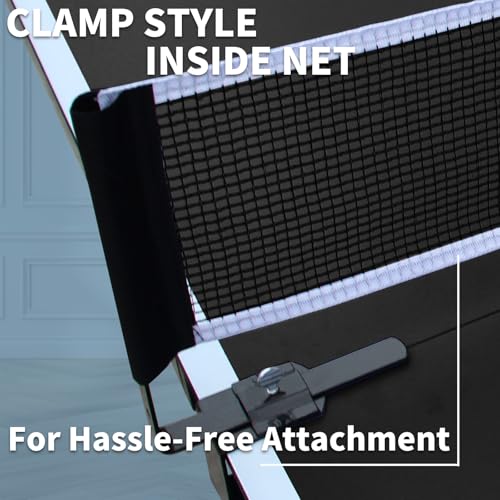 IUNNDS Portable Table Tennis Table 6/8/8.5/9FT Foldable Ping Pong Game Set for Indoor with Net and Post Set, 2 Paddles and 3 Balls - color: Black-8FT with Wheel
