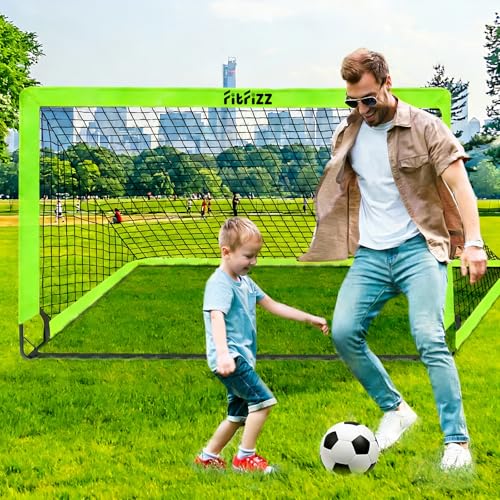 Soccer Goal, Soccer Goals for Backyard, 6x4ft Portable Pop Up Soccer Net Set, Soccer Training Equipment with Soccer Ball, Ladder and Cones - color: Green