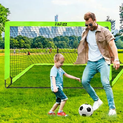 Soccer Goal, Soccer Goals for Backyard, 6x4ft Portable Pop Up Soccer Net Set, Soccer Training Equipment with Soccer Ball, Ladder and Cones - color: Green