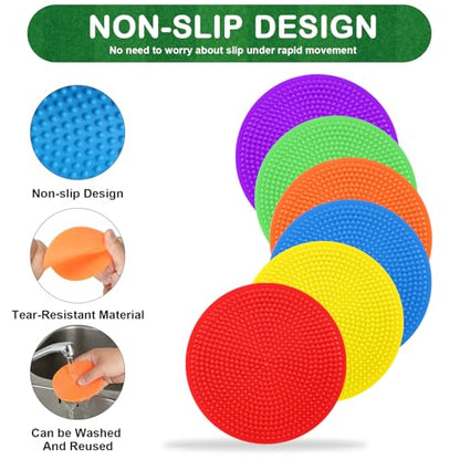 Poly Spot Markers 4inch Poly Spots for Gym Floor, 24/36/60 Pcs Flat Cones Non-Slip Rubber Floor Dots Agility Markers for Soccer Basketball Sports Speed Training, Dance, Classroom Activities - style: 60 pcs