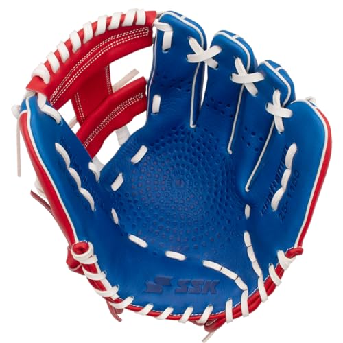 SSK Z5 Craftsman Infield Baseball Glove – 11.25” - 11.5” - 11.75” - 12” – Right & Left Hand Throw - color: Royal/White/Red, size: 11.5" - Right Hand Throw