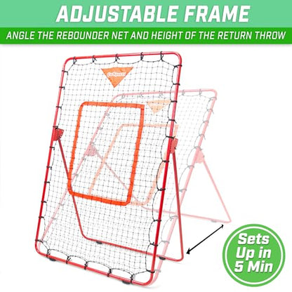 GoSports Baseball & Softball Pitching and Fielding Rebounder - Pitch Back Net - Choose Your Size - color: Red