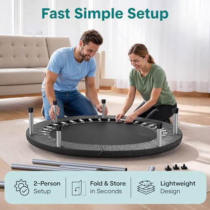 SereneLife 40" Foldable Mini Trampoline for Adults - Compact Fitness Rebounder with Adjustable Foam Handle, Exercise Trampoline with Max Load 330lbs, Indoor/Garden Whole-Body Workout - color: Black