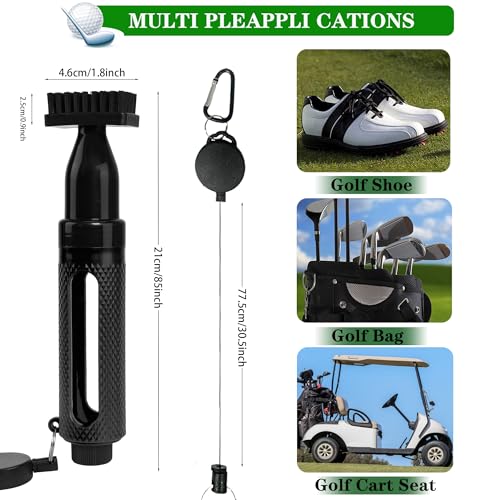 Golf Club Cleaner Brush - Water Bottle 8 Inches Holds 4 Ounces Retractable Brush and Groove Cleaner with Clip Golf-Accessories for Men