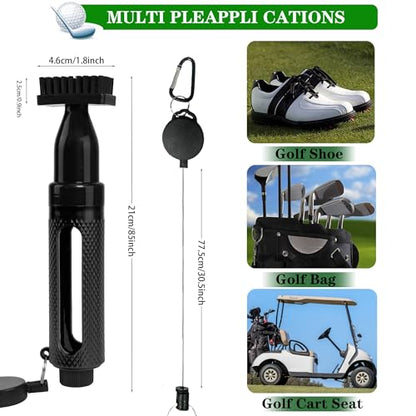 Golf Club Cleaner Brush - Water Bottle 8 Inches Holds 4 Ounces Retractable Brush and Groove Cleaner with Clip Golf-Accessories for Men