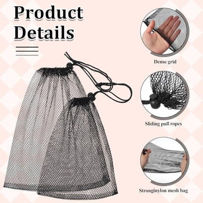 6 Pcs Mesh Drawstring Bag, Golf Ball Bag Nylon Mesh Storage Bags Sports Equipment Organizer Sack for Collecting Half Balls, Tennis, Toys, Beach, Travel