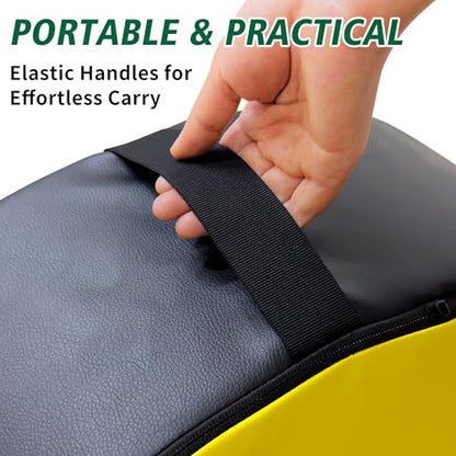 Tackle Wheel and Round Cushion Pad – Durable PU Leather Tackle Dummy with High-Density Foam & Side Strap for Football Youth, Adult Training, Agility & Contact Practice