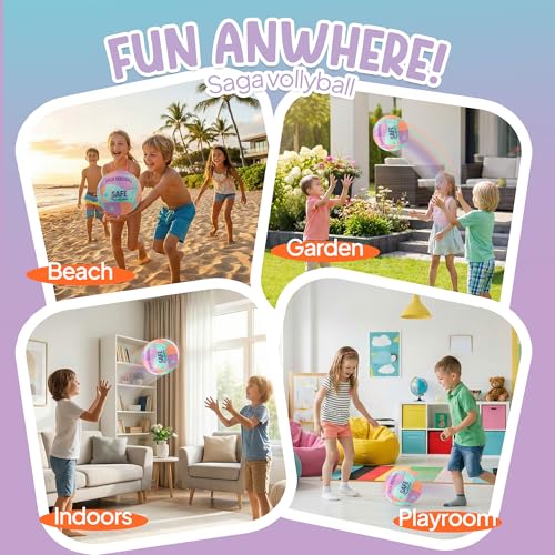 SAGA Indoor Volleyball for Girls & Boys – Super Soft Volleyball for Indoor Practice - Safe and Silent Volleyball with Pump, Ideal for in House and Volleyballs Gifts