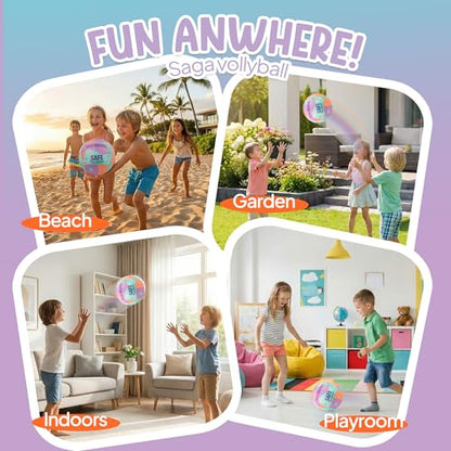 SAGA Indoor Volleyball for Girls & Boys – Super Soft Volleyball for Indoor Practice - Safe and Silent Volleyball with Pump, Ideal for in House and Volleyballs Gifts