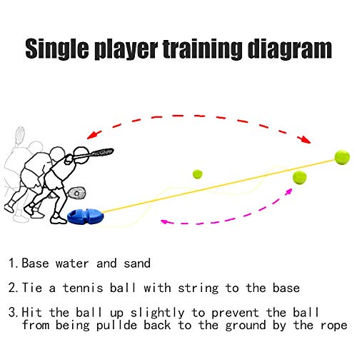 Tennis Trainer Equipment Rebound Practice Training Tool Solo Tennis Self-Study Accessories with 2PCS Balls for Beginners Yellow