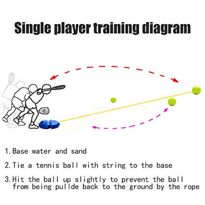 Tennis Trainer Equipment Rebound Practice Training Tool Solo Tennis Self-Study Accessories with 2PCS Balls for Beginners Yellow