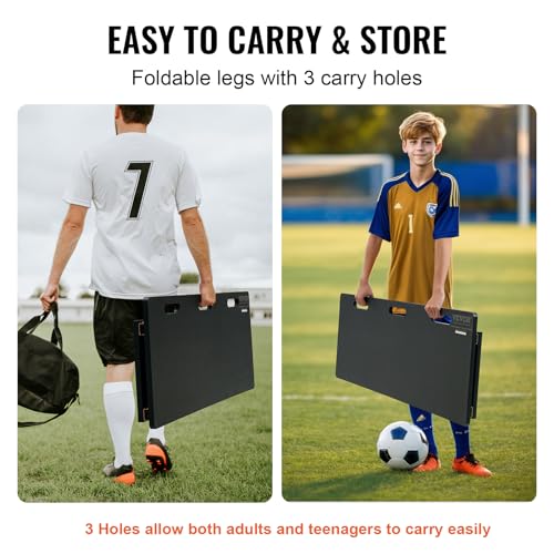 VEVOR Soccer Rebounder Board, Portable Soccer Wall with 2 Angles Rebound, Foldable HDPE Kickback Rebound Board, Soccer Training Equipment for Kids and Adults, Passing & Shooting Practice - size: 45"X18"