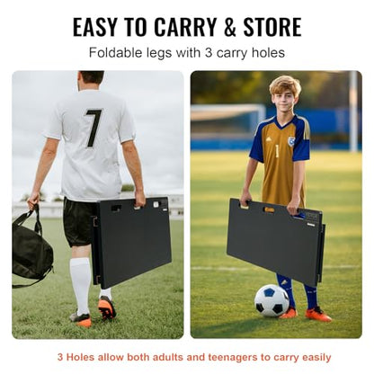 VEVOR Soccer Rebounder Board, Portable Soccer Wall with 2 Angles Rebound, Foldable HDPE Kickback Rebound Board, Soccer Training Equipment for Kids and Adults, Passing & Shooting Practice - size: 45"X18"