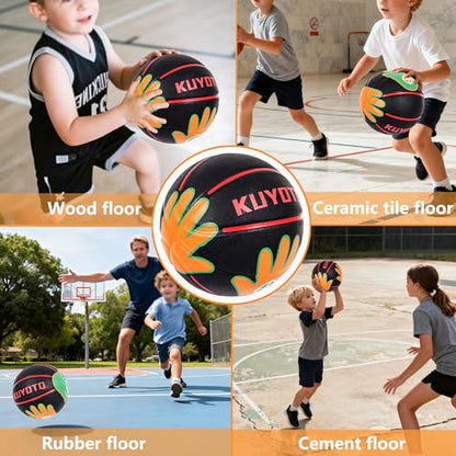 KUYOTQ Size 4 Basketball 25.5" for Kids Youth with Visual Hand Print Guide, for Shooting Practice, Correct Shooting Form and Improve Accuracy, Essential Basketball Training