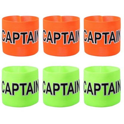 Soccer Captain, Soccer Captain Armbands Elastic Adjustable Leader Armband Sport Protective Arm Badge Band for Adult Football Volleyball Team Training (6 Pack, Orange/Bright Green)