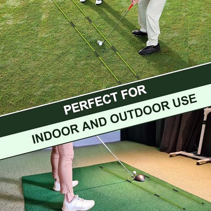 Kulamait 2 Pack Golf Alignment Sticks,Collapsible Golf Alignment Rods 48" Golf Practice Sticks Golf Training Aid for Aiming,Putting,Golf Training Sticks with Clear Tube Case - color: Green