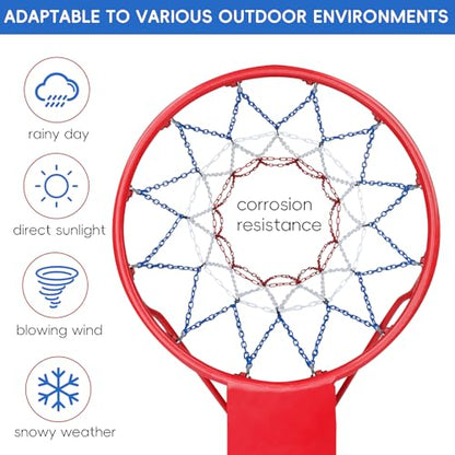 Basketball Net, Stainless Steel Braided Chain Heavy Duty, Standard Basketball Net (12 Links), Quick Installation. Suitable for Indoor and Outdoor Climates - style: 003