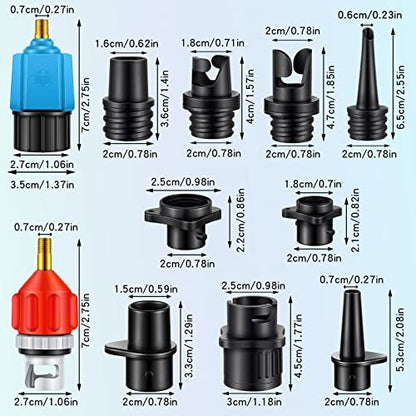 Treela Inflatable Air Pump Adaptor Compatible with SUP Inflatable Car Air Compressor Valve Adaptor with 9 Valve Nozzle for Paddle Board Boat