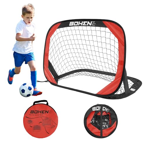 BOHEN Pop Up Soccer Goals for Kids-Foldable Portable Soccer Net for Outdoor Indoor Backyard Beach - color: Red, style: 3.3x2.2 FT, 1 Piece