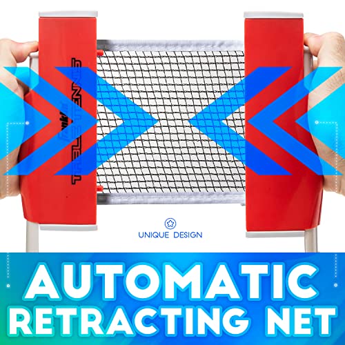 Franklin Sports Table Tennis to Go Portable Ping Pong Set - Table Top Ping Pong Net + (2) Paddles - Ping Pong Balls Included - 2 Players | Portable, Table Top, Ping Pong Net, (2) Paddles - color: Red
