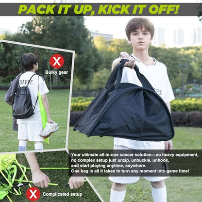 Auto Pop Up Soccer Goal - Set up in 1 Sec, Portable & Lightweight, 36 × 24 Folding Soccer Nets for Kids and Youth Outdoor Soccer Ball Training Equipment Goals