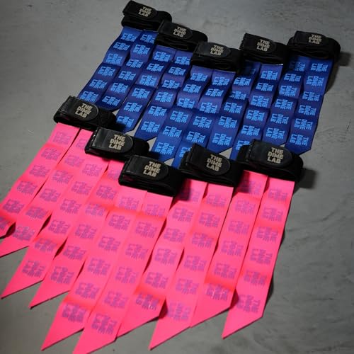 The Dime Lab Flag Football Set - Adjustable Flag Football Belts and Fabric Flags - With Velcro Straps - Blue & Pink - size: Youth/Adults