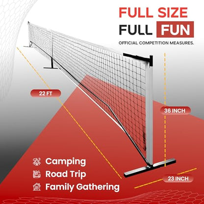Pickleball Set of Portable Pickleball Net for Driveway & Court Marking Kit with Pickle Ball Bag - Easy Setup Outdoor & Indoor Pickle Ball Equipment for Recreational & Competitive Play