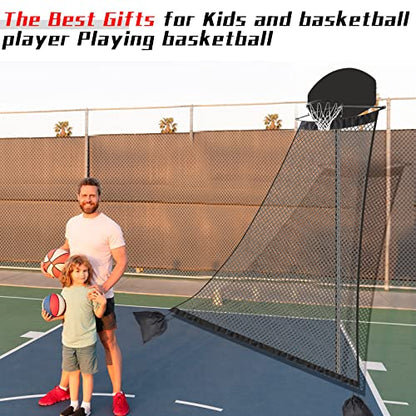 WinnerWhy Basketball Rebounder 120 x 108 x 60 Inch Heavy Duty Basketball Return System Basketball Return Attachment for Hoops Black Training Basketball Rebounder Net for Shooting Practice Hoop Outdoor